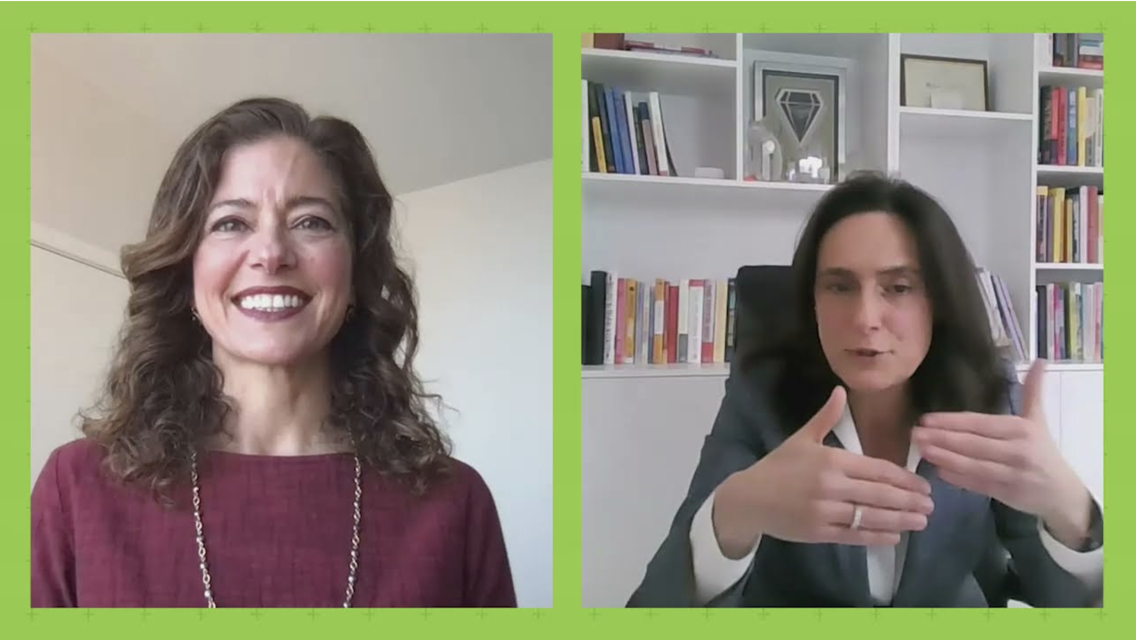 Two women on a virtual webinar
