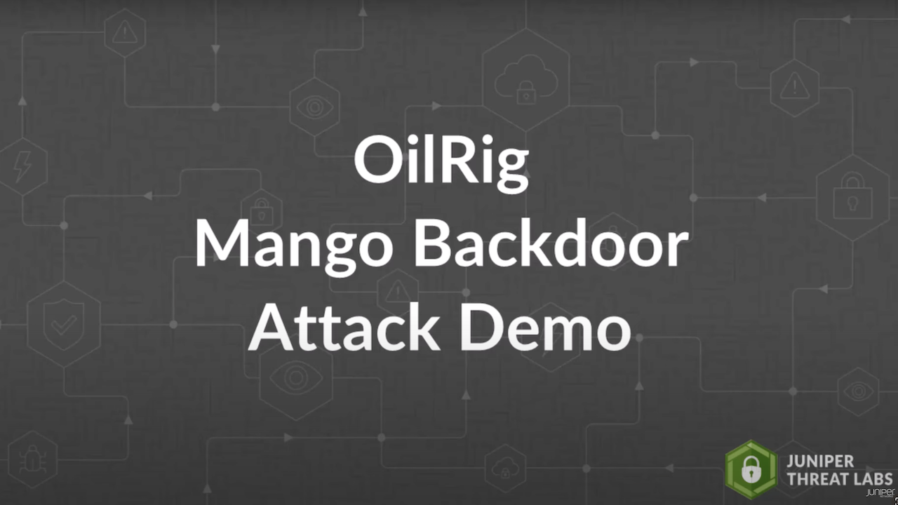 Screen shot from the video of a Juniper Threat Labs diagram with the headline “Attack Chain.”